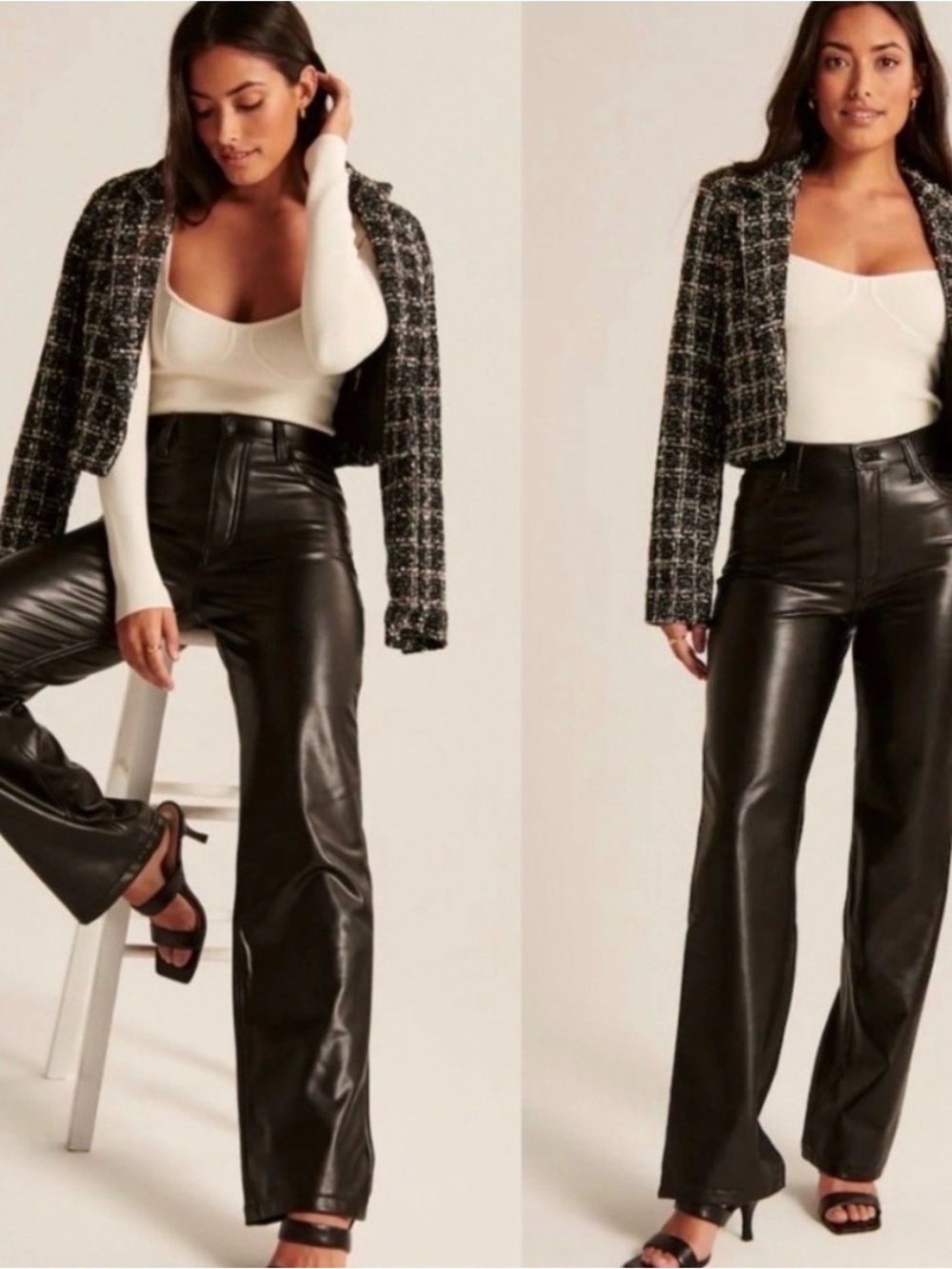 Abercrombie Curve Love 90s Straight Ultra High Rise Vegan Leather Pant Size 27/4
